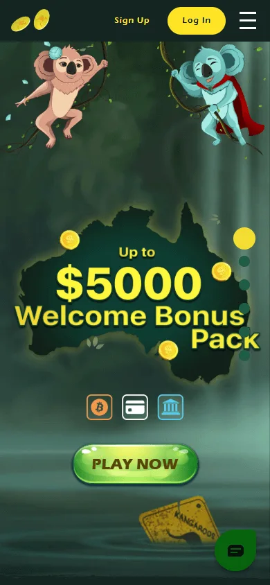 Two Up Casino home page on a mobile browser